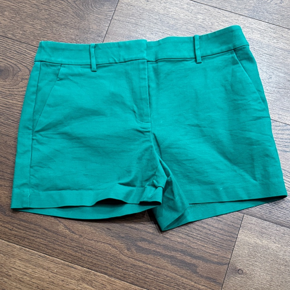 LOFT Green High-Waist Tailored Shorts